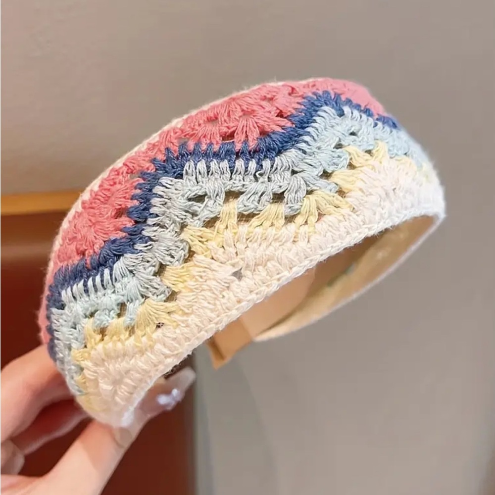Multi Colored Wave Crocheted Headband